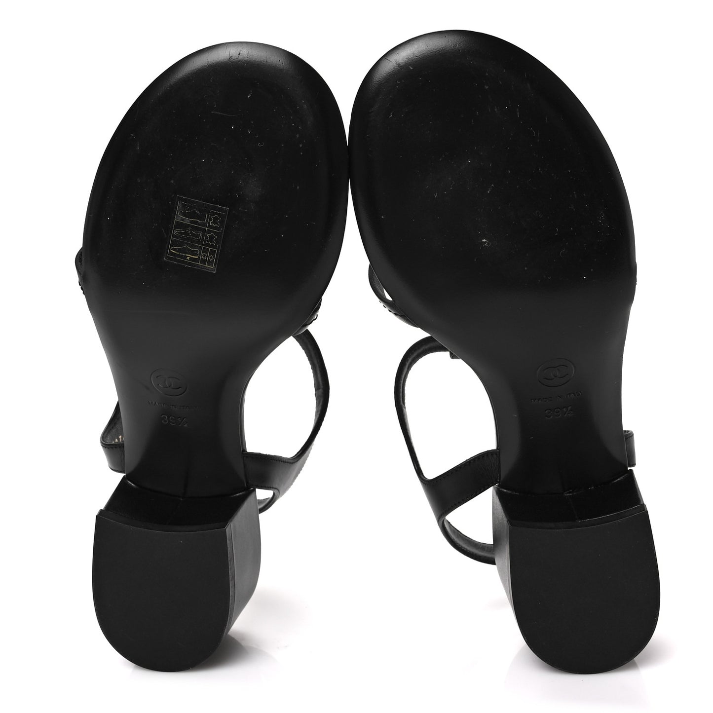 Calfskin CC Logo Thong Sandals 39.5 Black