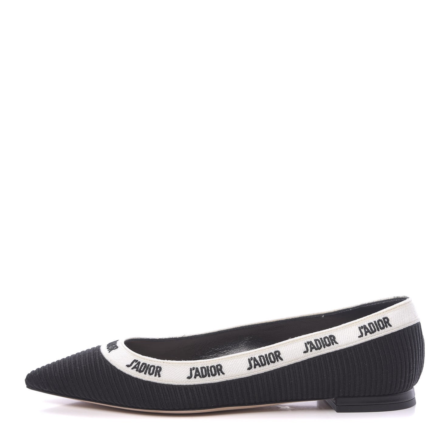 Fabric Ribbon Embroidered J'Adior Ballet Flats 36 Black