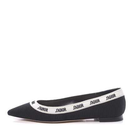 Christian Dior Fabric Ribbon Embroidered J'Adior Ballet Flats 36 Black 1 of 9