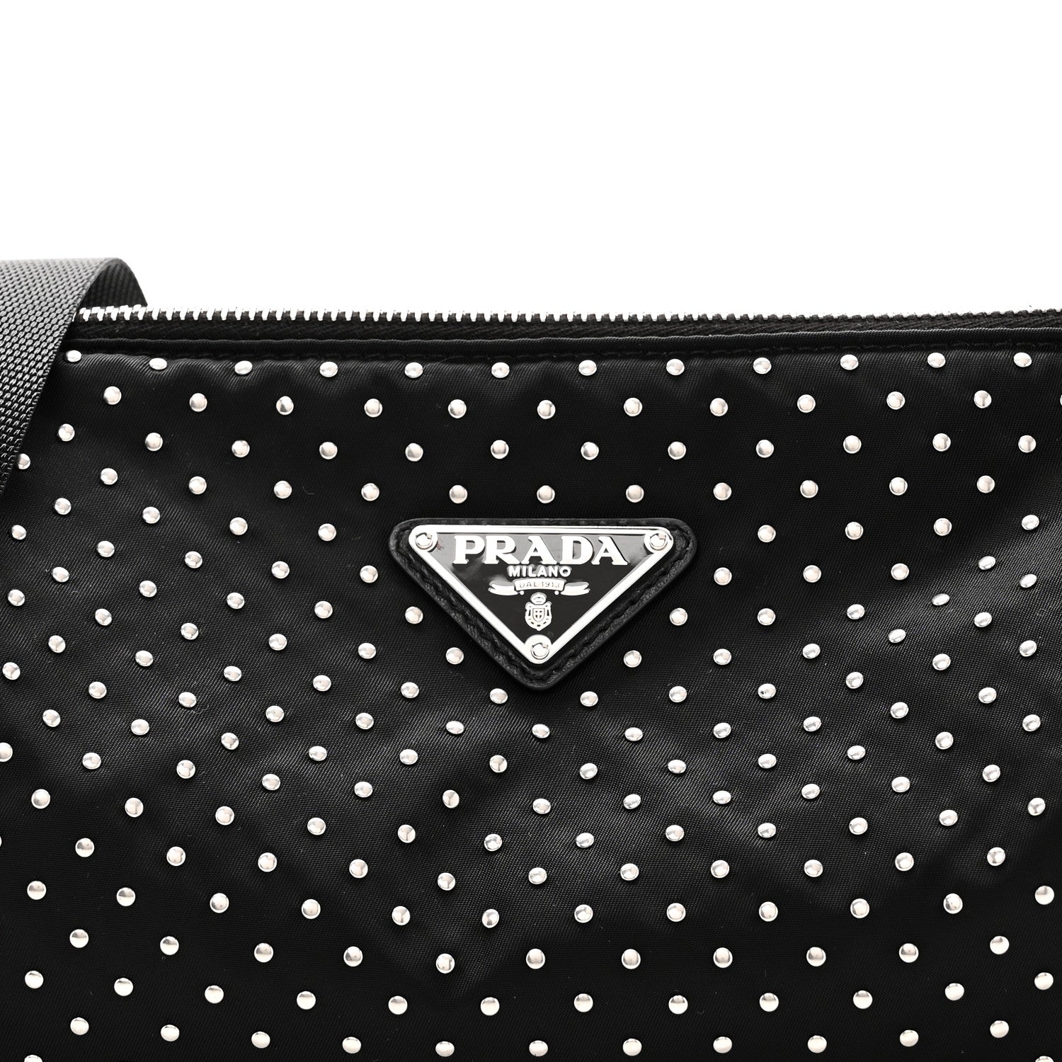 Prada Re-Nylon Studded Shoulder Bag Black 7 of 9