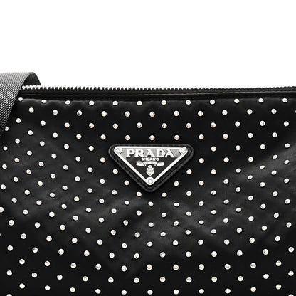 Prada Re-Nylon Studded Shoulder Bag Black 7 of 9