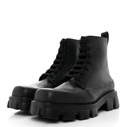 Prada Vitello Mens Lug Sole 45mm Combat Boots 9 Black 3 of 14