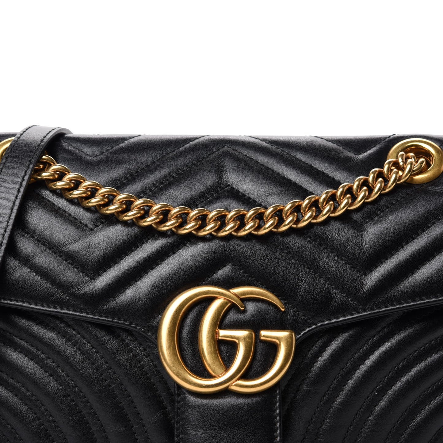 Calfskin Matelasse Small GG Marmont Shoulder Bag Black