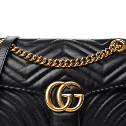 Gucci Calfskin Matelasse Small GG Marmont Shoulder Bag Black 14 of 14