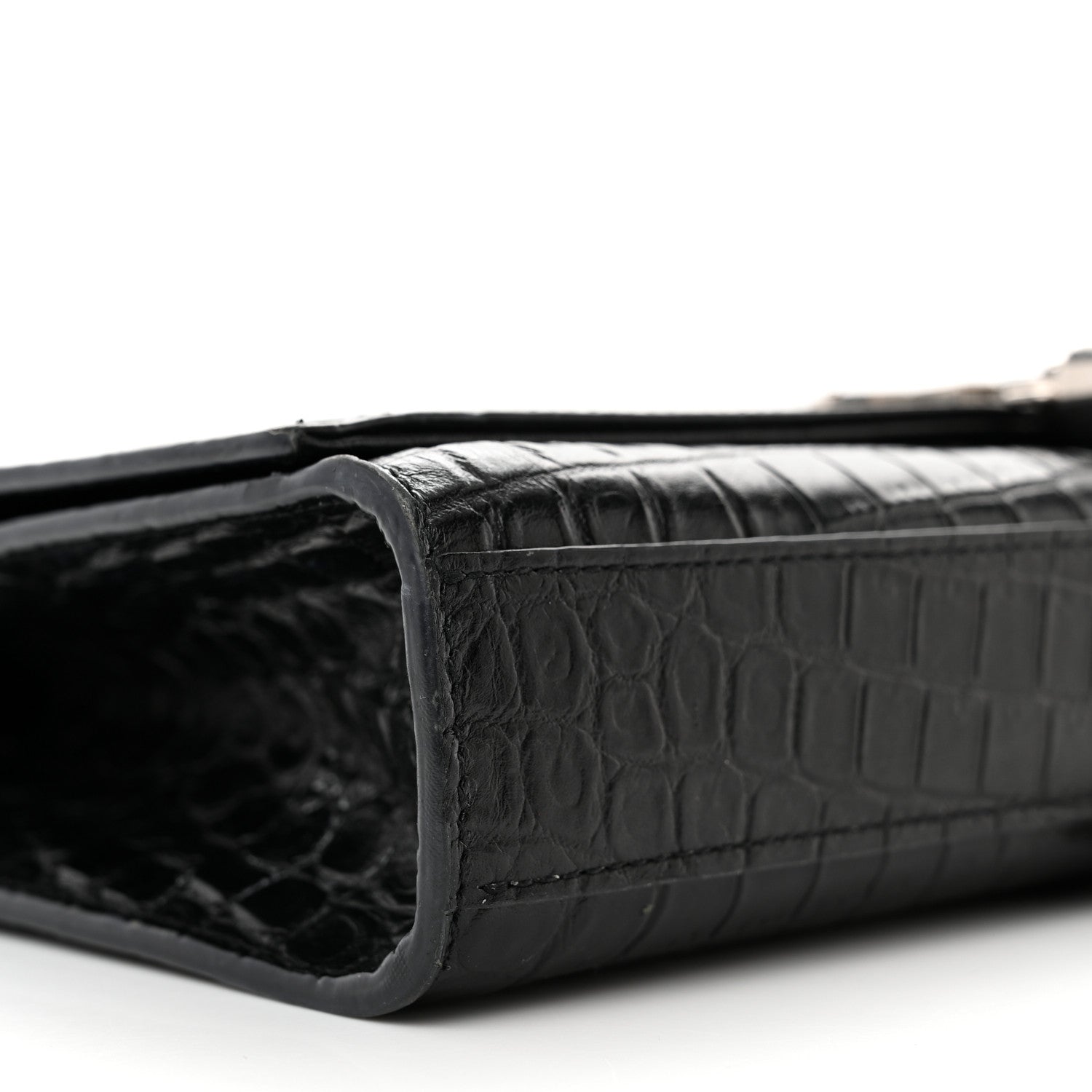 Saint Laurent Calfskin Crocodile Embossed Small Classic Monogram Kate Tassel Satchel Black 8 of 17