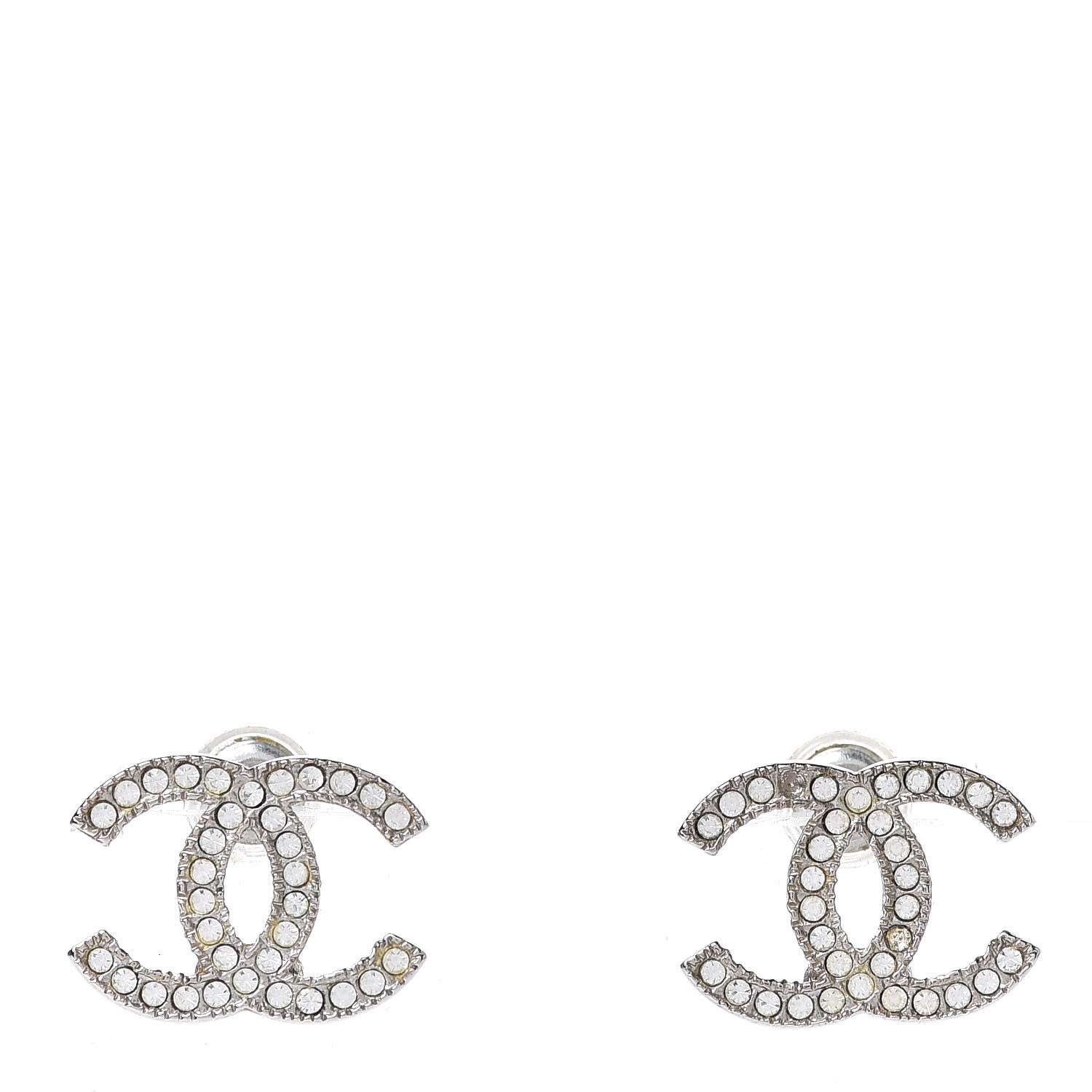 Chanel Crystal CC Earrings Silver 1 of 6