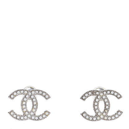 Chanel Crystal CC Earrings Silver 1 of 6