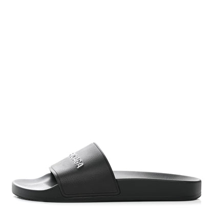 Balenciaga Rubber Womens Logo Pool Slide Sandals 38 Black 1 of 7