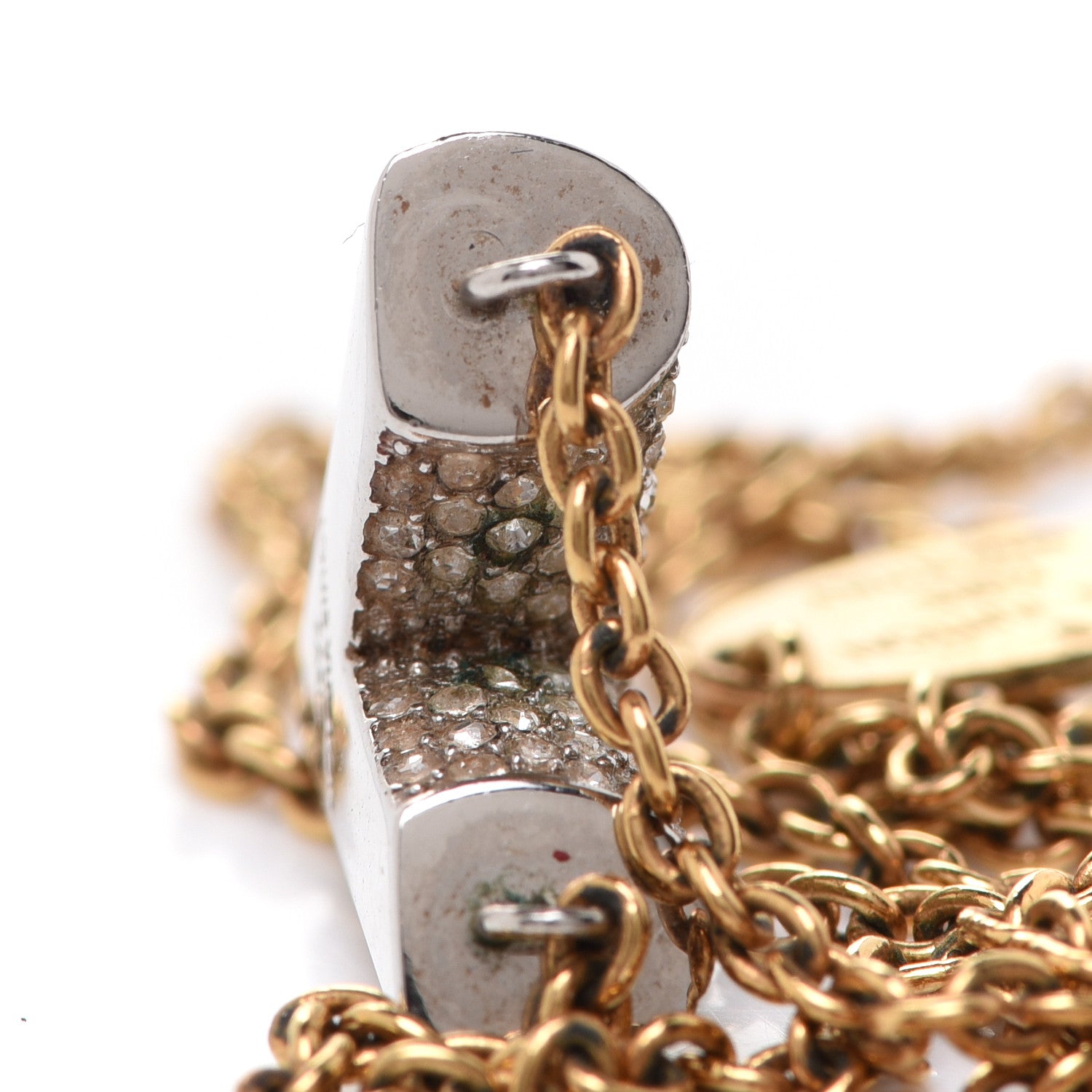 Louis Vuitton Crystal Essential V Necklace Gold 10 of 10