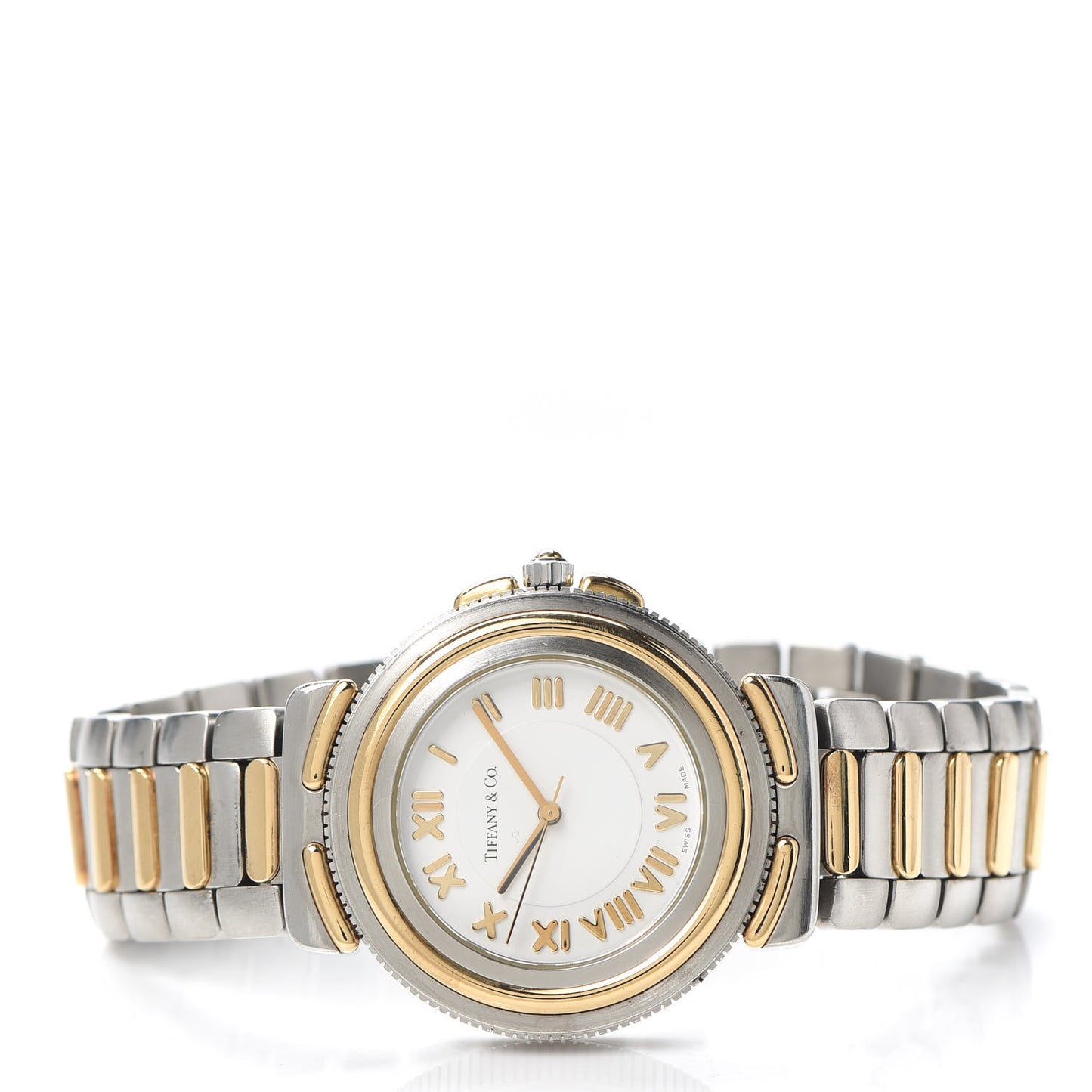 Stainless Steel 18K Yellow Gold 34mm Intaglio Quartz Watch