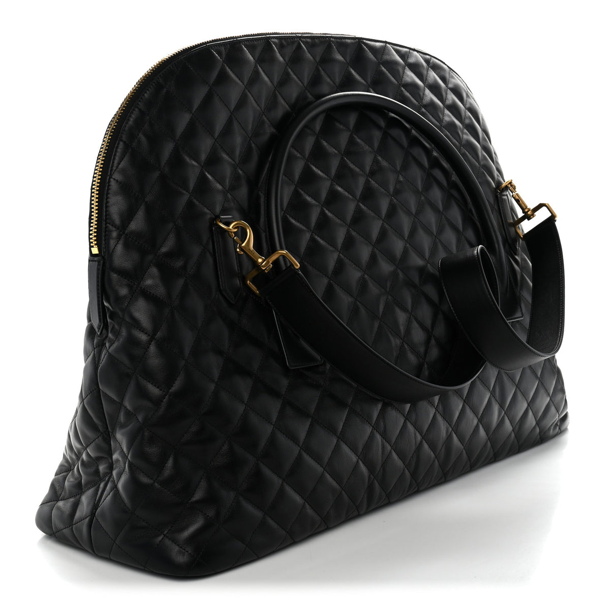 Calfskin Quilted ES Giant Travel Bag Black