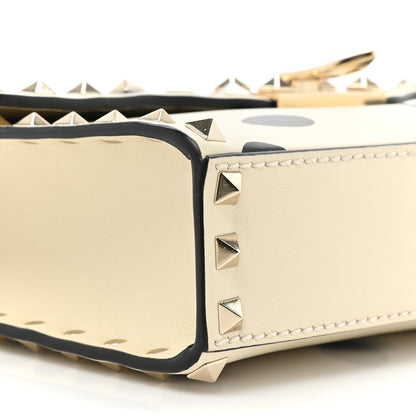 Valentino Garavani Vitello Polka Dot Medium Rockstud Flip Lock Crossbody Bag Light Ivory Black 8 of 10