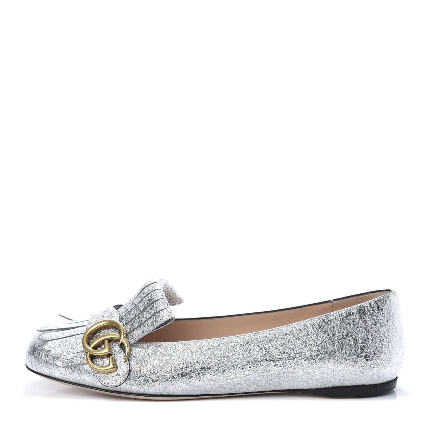 Gucci Galassia GG Marmont Fringe Flats 39 Argento 1 of 8