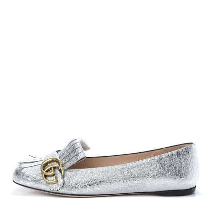 Gucci Galassia GG Marmont Fringe Flats 39 Argento 1 of 8