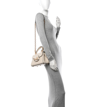 Gucci Glazed Textured Calfskin Mini Horsebit 1955 Top Handle Flap Bag Mystic White 2 of 13