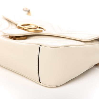Gucci Calfskin Matelasse Small GG Marmont Shoulder Bag White 8 of 9