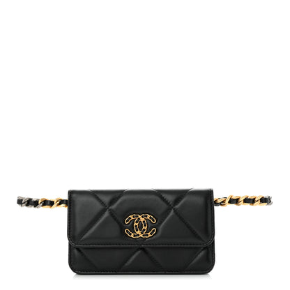 Chanel Lambskin Quilted Chanel 19 Belt Phone Holder Bag Black 1 of 13