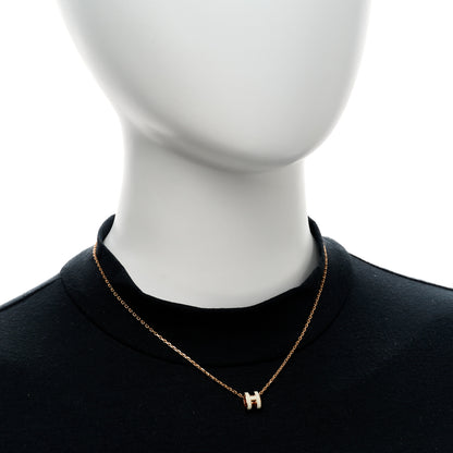 Hermes Lacquered Rose Gold Mini Pop H Pendant Necklace White 2 of 7