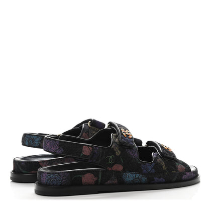 Chanel Denim Quilted Dad Sandals 38.5 Black Multicolor 3 of 4