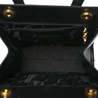 Salvatore Ferragamo Calfskin Vera Bow Top Handle Bag Black 5 of 10
