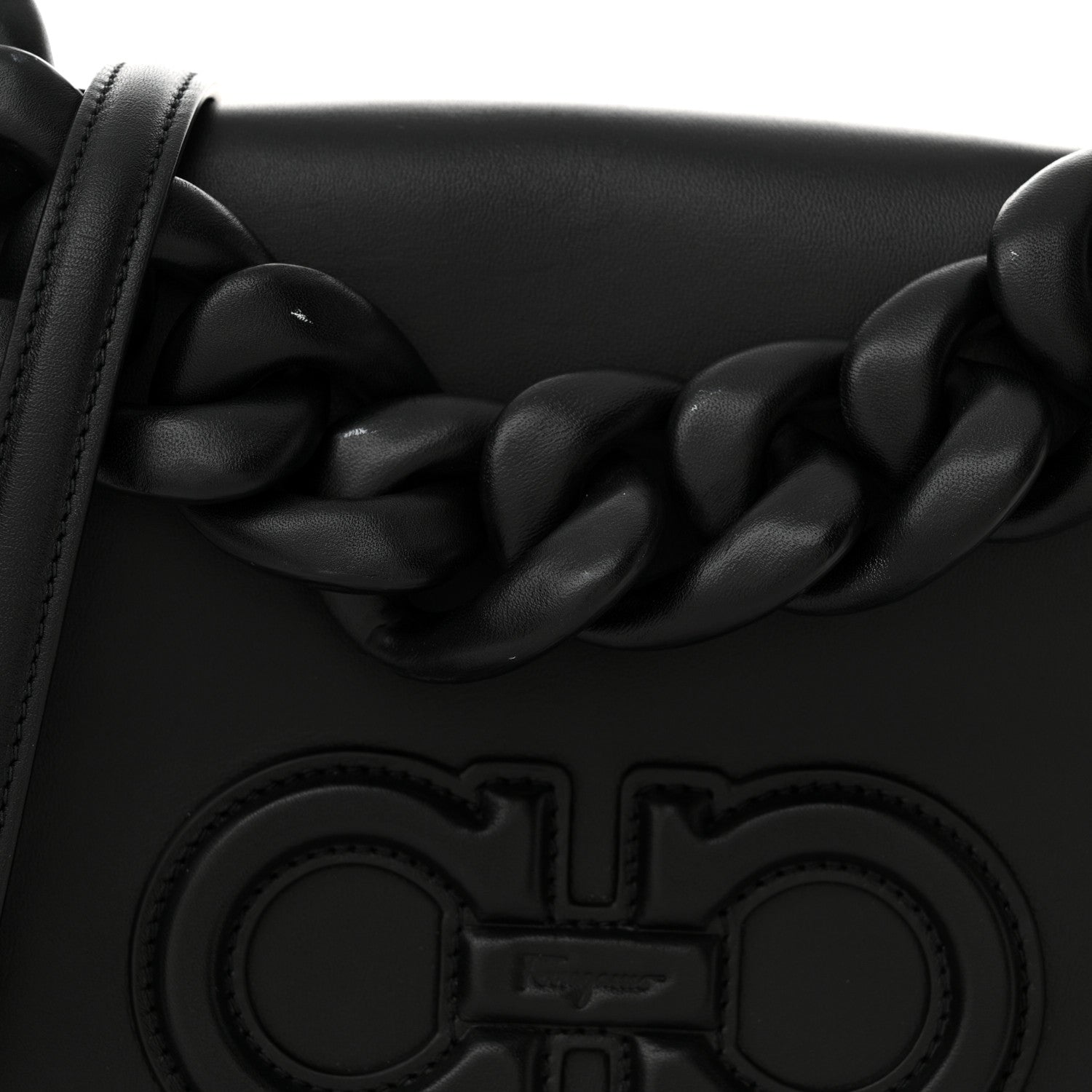 Salvatore Ferragamo Calfskin Aura Shoulder Bag Black 7 of 15