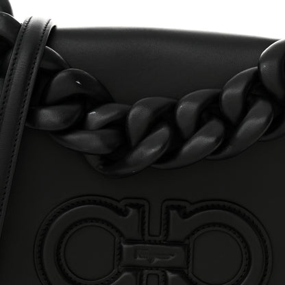 Salvatore Ferragamo Calfskin Aura Shoulder Bag Black 7 of 15