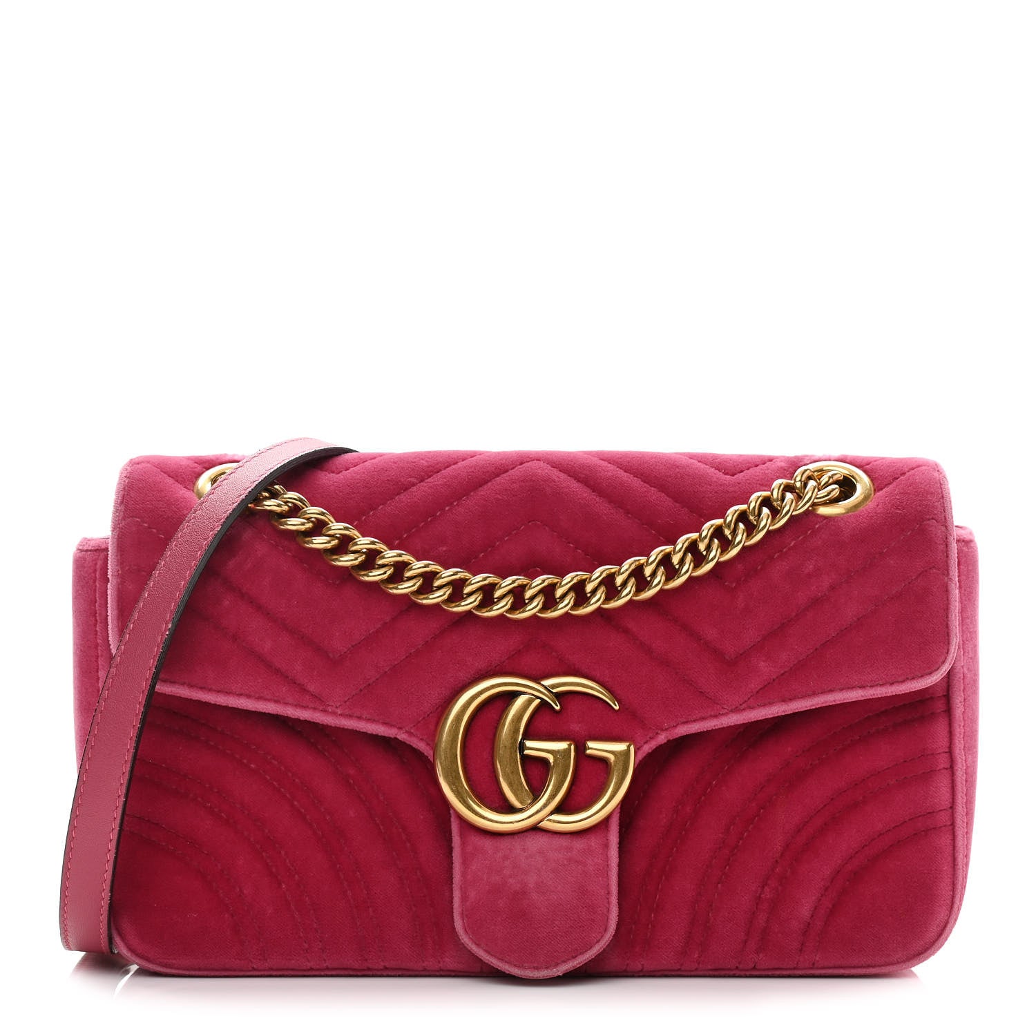 Gucci Velvet Matelasse Small GG Marmont Shoulder Bag Light Raspberry Rose 1 of 11