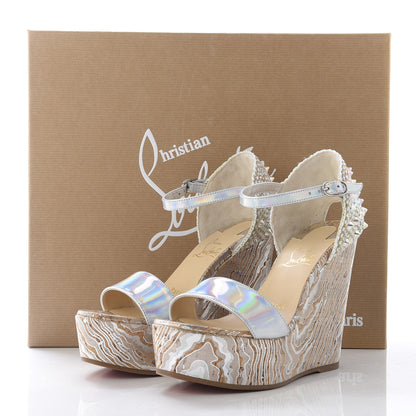 Christian Louboutin Specchio Laser Bellamonica 120 Wedge Sandals 35 Silver AB 8 of 8