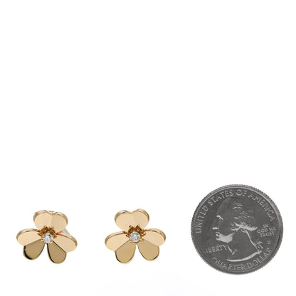 Van Cleef & Arpels 18K Yellow Gold Diamond Small Frivole Earrings 2 of 5