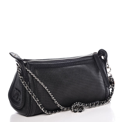 Chanel Calfskin Perforated Pulley Shoulder Bag Black 3 of 7