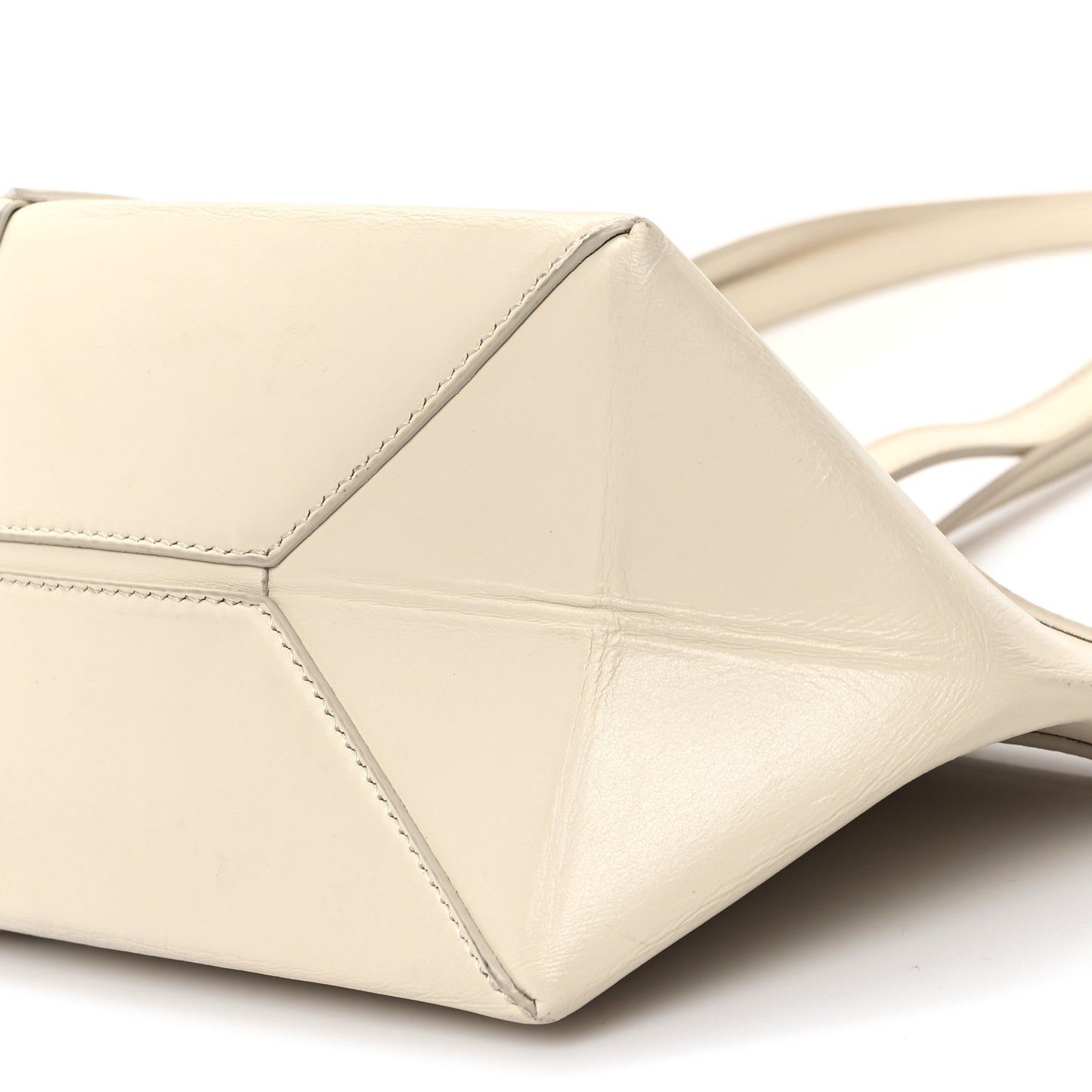 Shiny Calfskin Mini Cropped Puzzle Fold Tote White