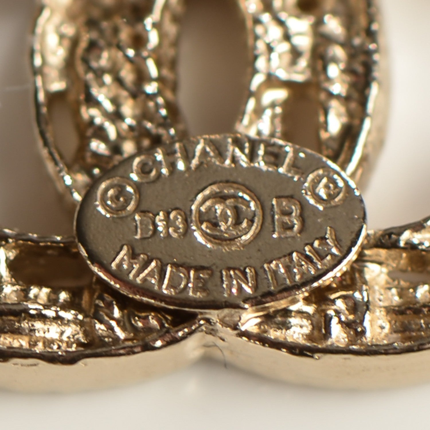 Chanel Tweed Effect CC Earrings Gold 6 of 6