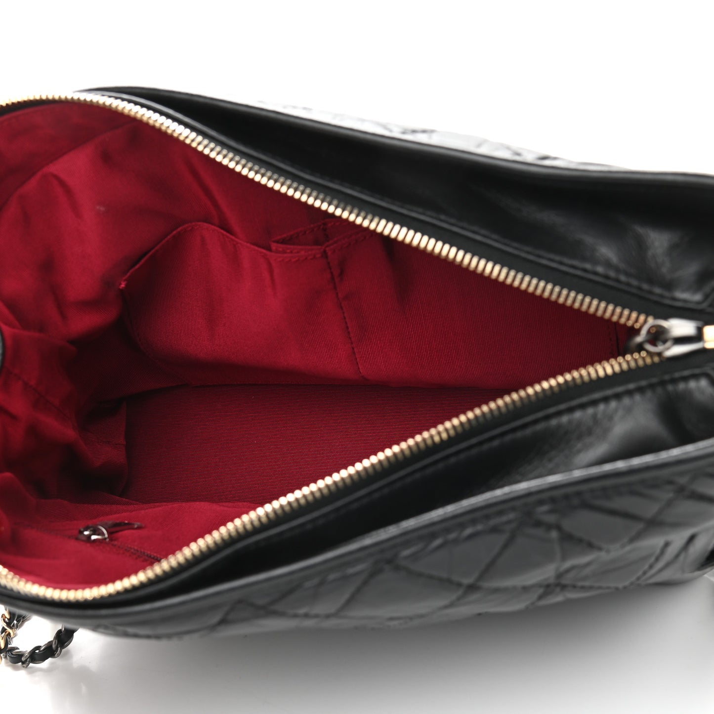 Aged Calfskin Quilted Medium Gabrielle Hobo Black