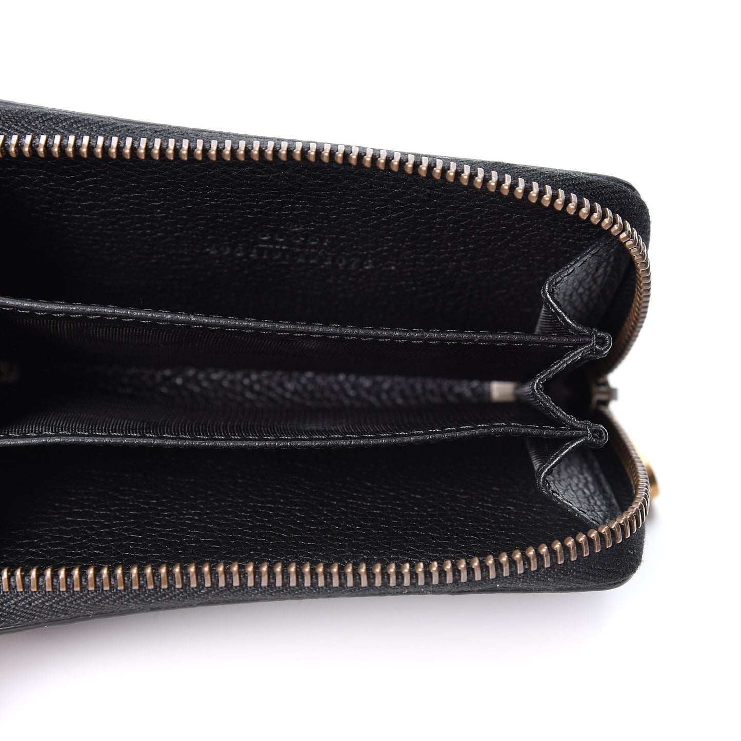 Calfskin Logo Zip Around Card Case Black