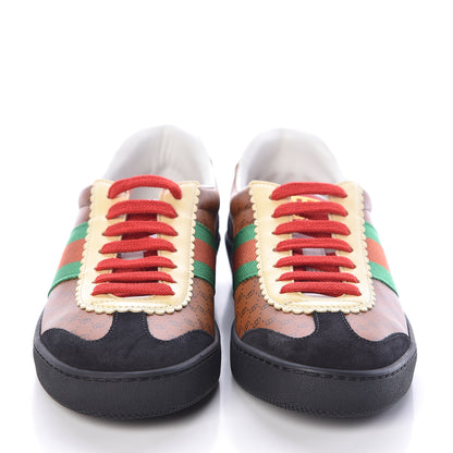 Gucci X DAPPER DAN Calfskin Suede GG Micro Monogram Womens G74 Sneakers 36.5 Black Cuir Burro 2 of 10