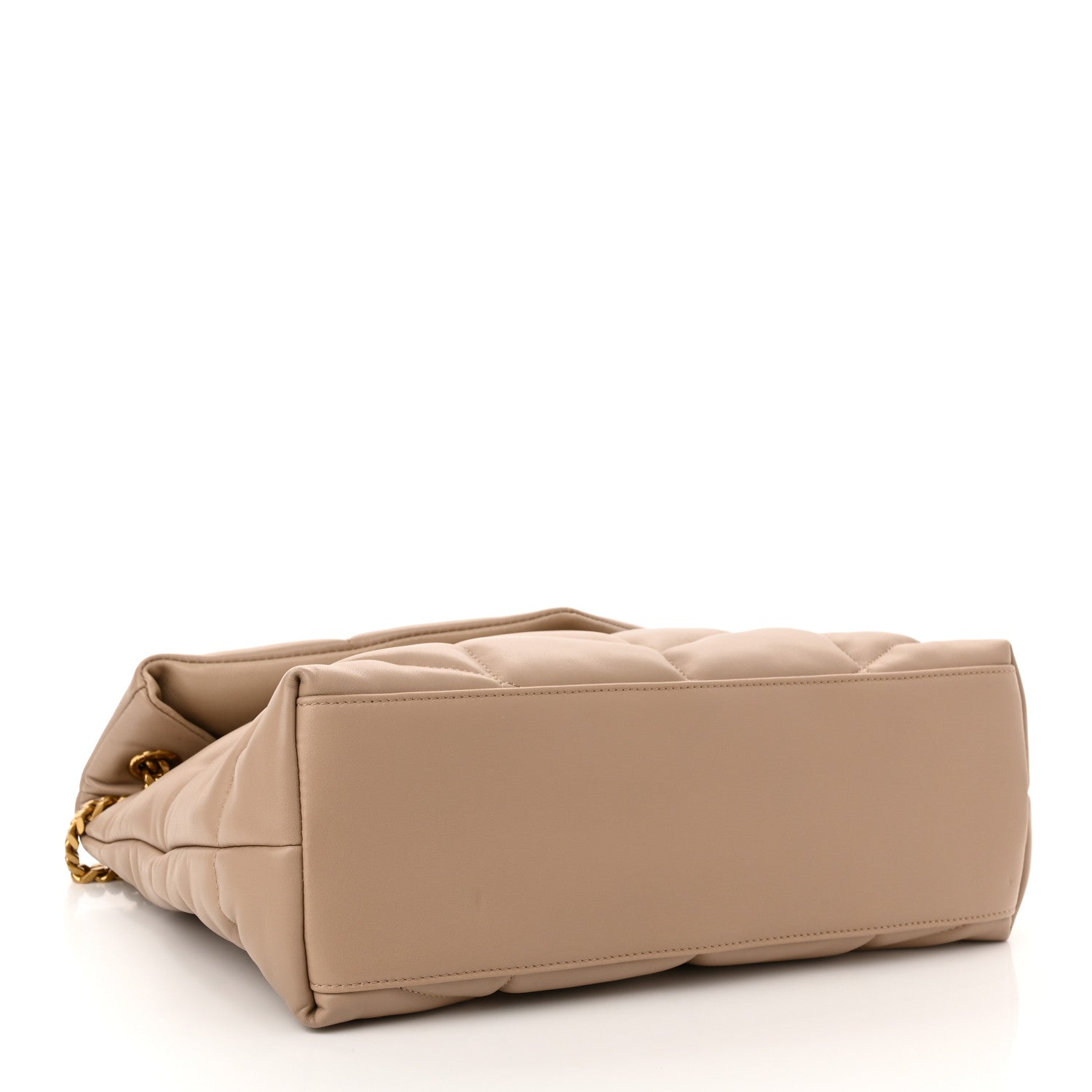 Saint Laurent Lambskin Quilted Medium Loulou Puffer Monogram Chain Satchel Dark Beige 4 of 11