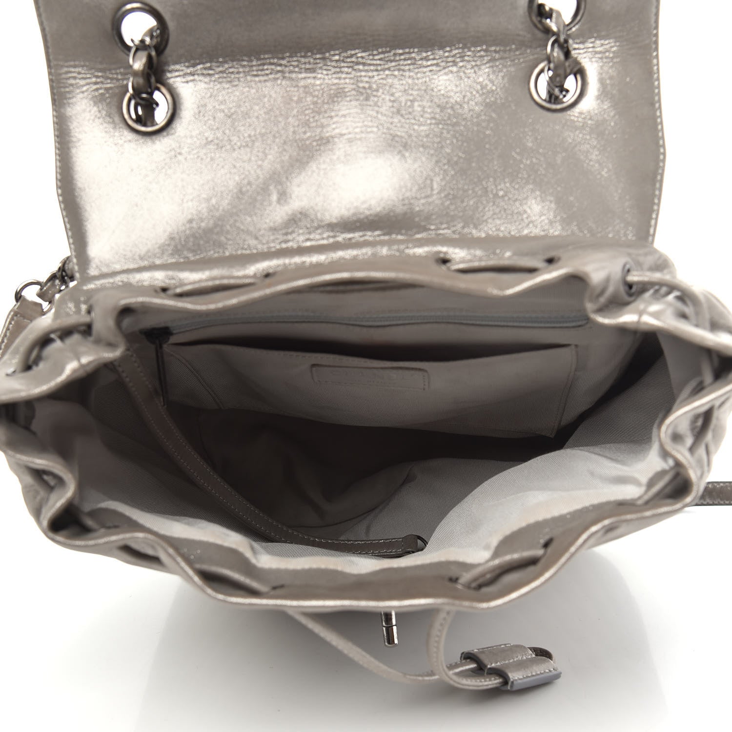 Chanel Metallic Calfskin Chevron Quilted Urban Spirit Backpack Silver 4 of 14