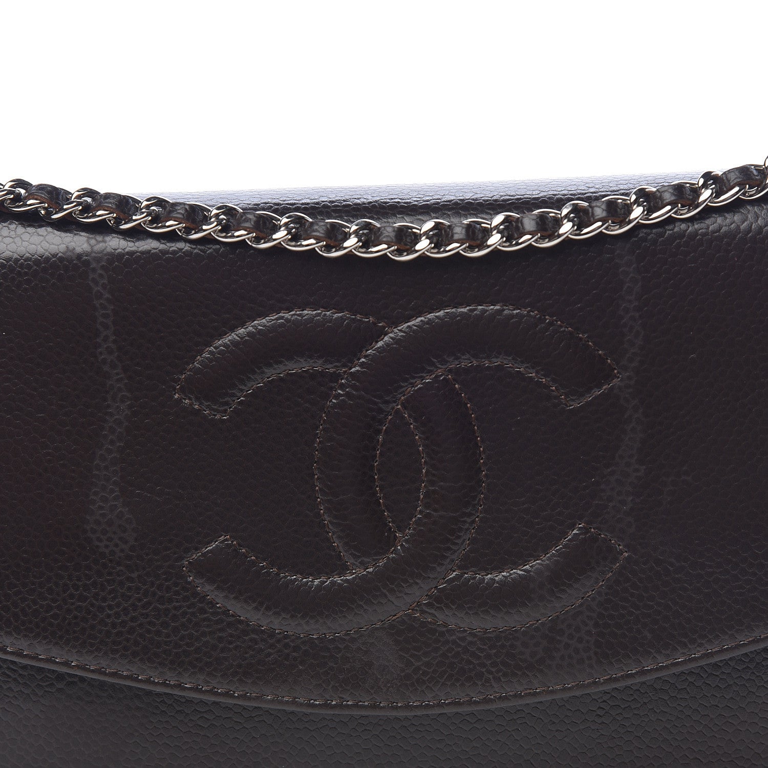 Chanel Caviar Timeless CC Wallet On Chain WOC Dark Brown 18 of 18