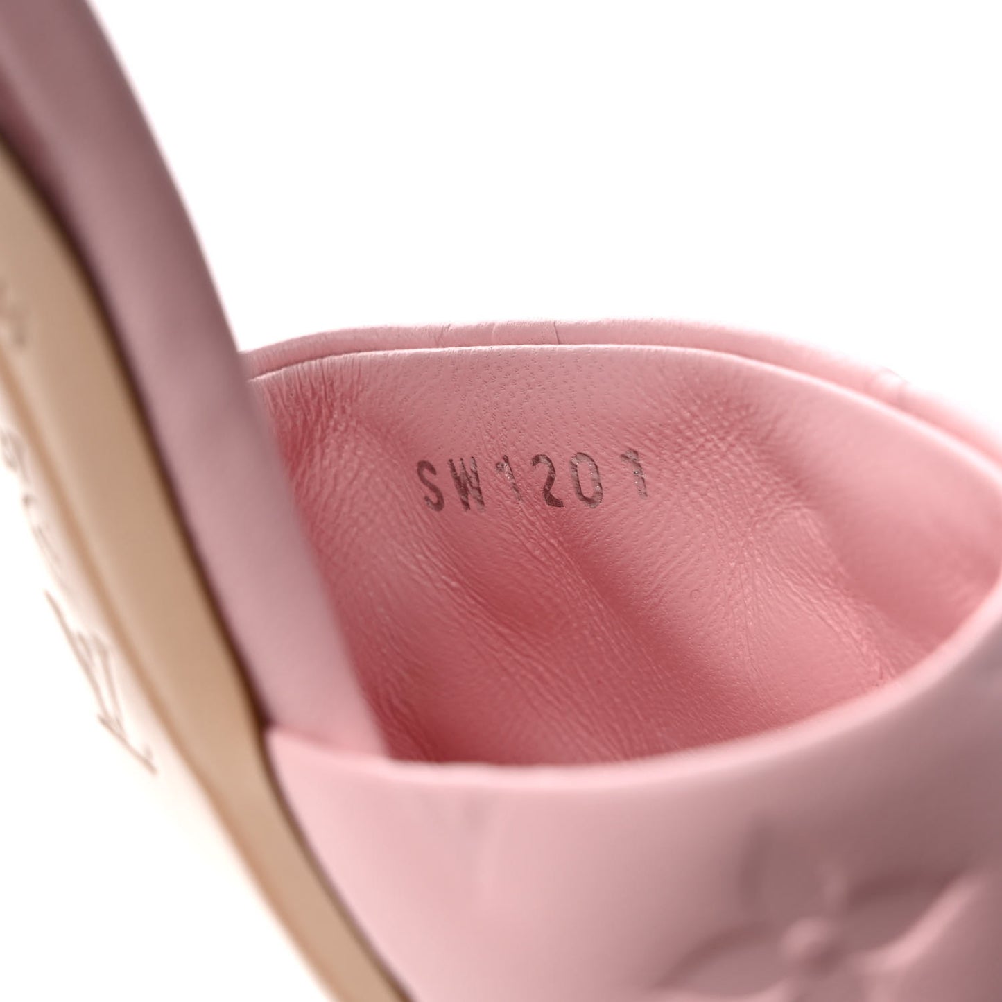 Lambskin Embossed Monogram Revival Mid Heel Mules 37 Rose Claire
