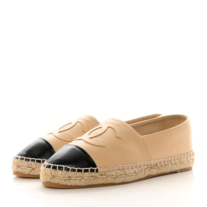 Chanel Lambskin CC Espadrilles 38 Beige Black 4 of 17
