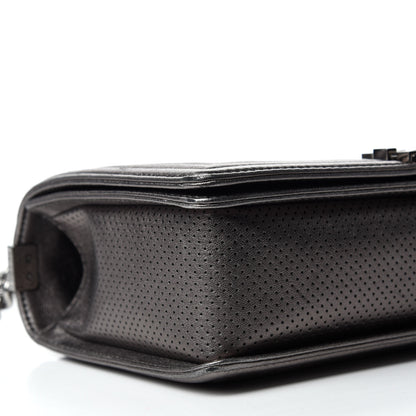 Chanel Metallic Lambskin Perforated New Medium Boy Flap Dark Silver 6 of 13