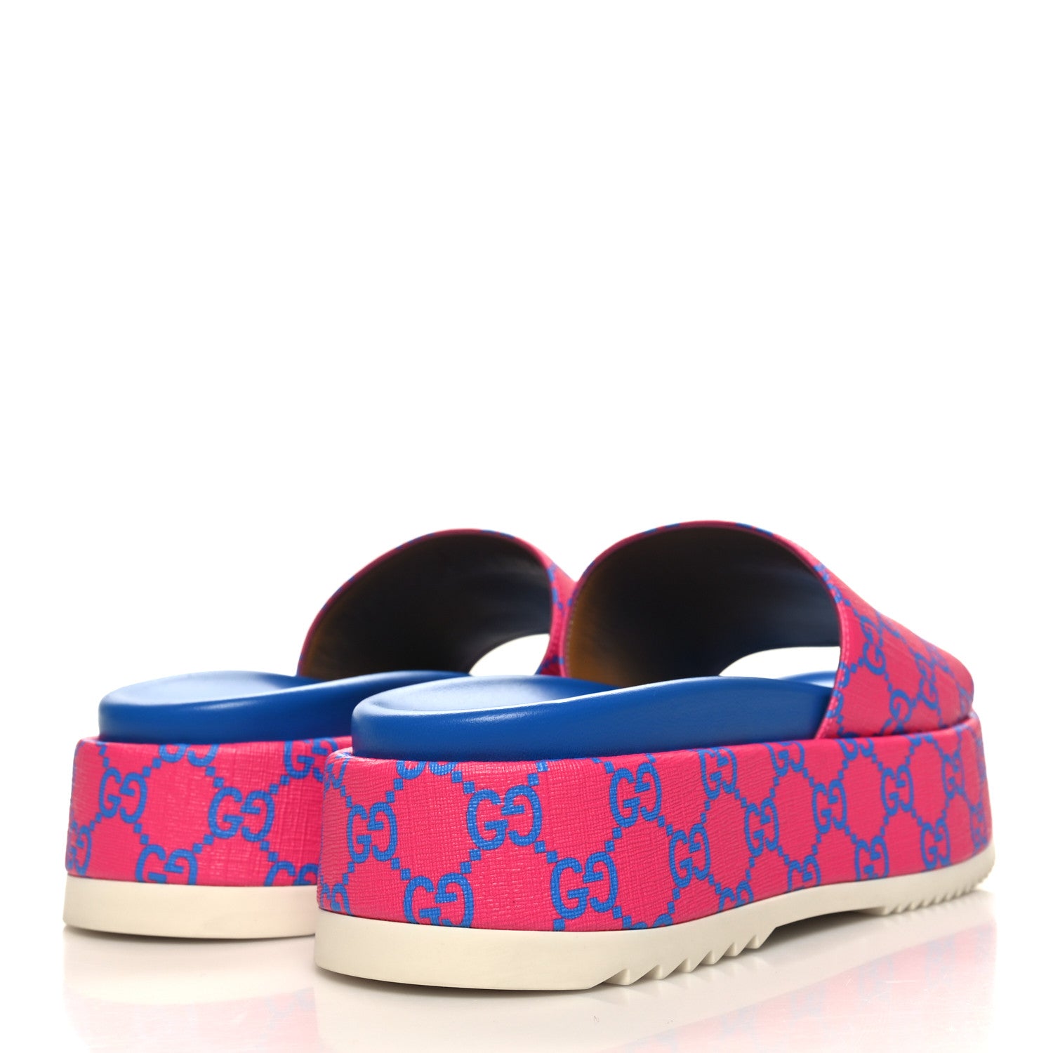 Gucci GG Supreme Joy Monogram Angelina Platform Slide Sandals 39.5 Fuxia Blue 4 of 8