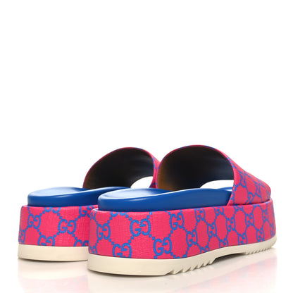 Gucci GG Supreme Joy Monogram Angelina Platform Slide Sandals 39.5 Fuxia Blue 4 of 8
