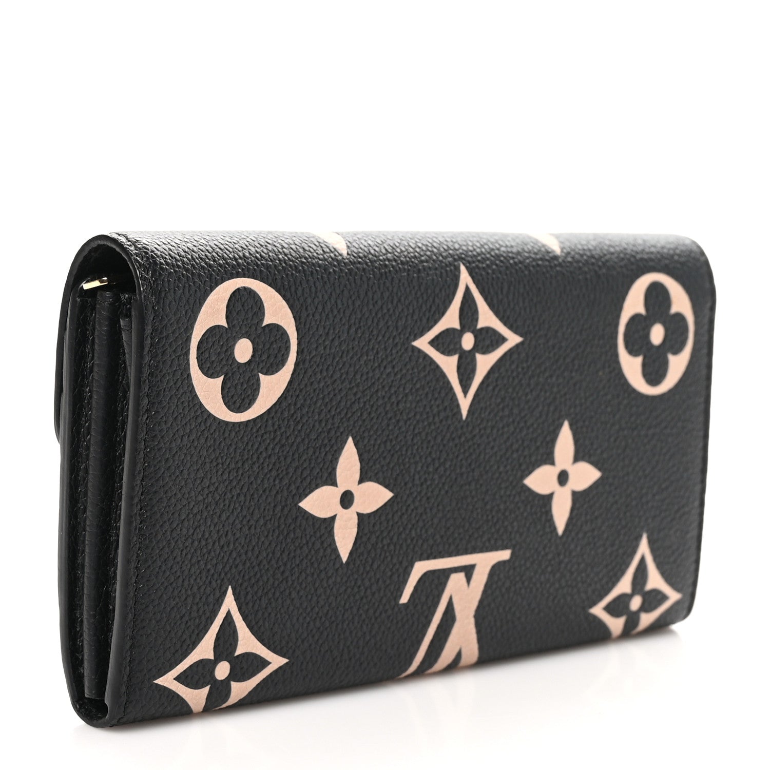 Louis Vuitton Monogram Empreinte Giant Sarah Wallet Black Beige 3 of 8