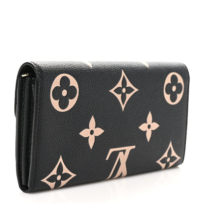 Louis Vuitton Monogram Empreinte Giant Sarah Wallet Black Beige 3 of 8