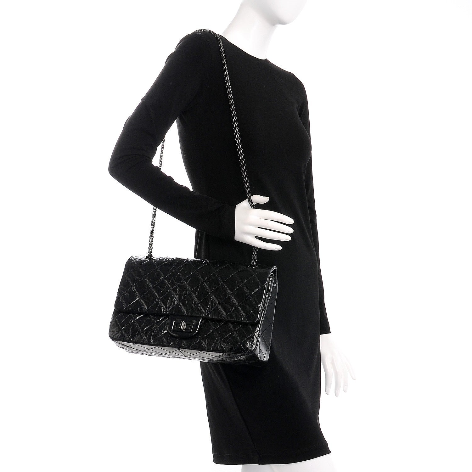 Chanel Shiny Aged Calfskin Quilted 2.55 Reissue 227 Flap So Black 2 of 8