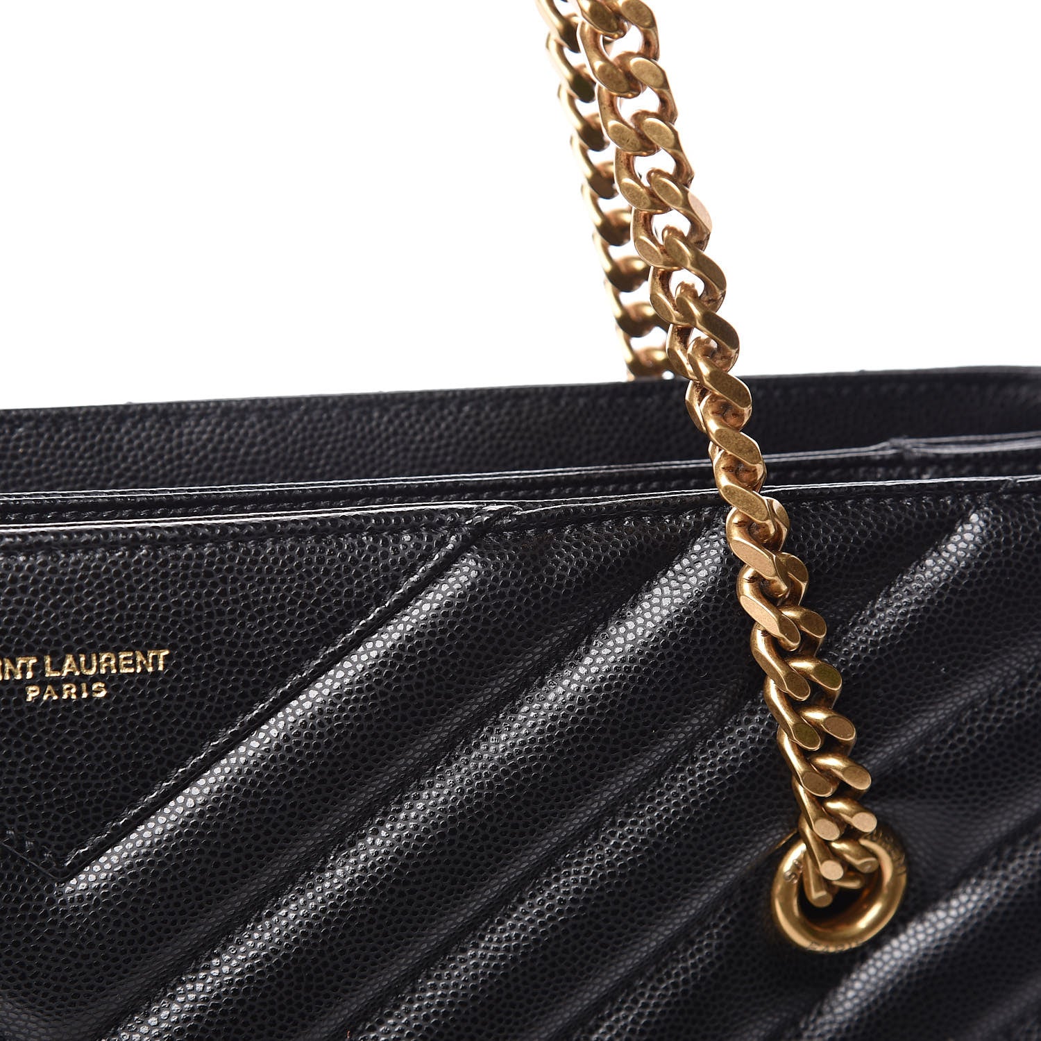 Saint Laurent Grain De Poudre Matelasse Chevron Medium Tribeca Shopping Bag Black 8 of 14