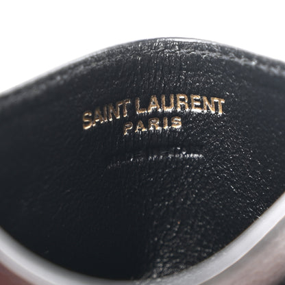 Saint Laurent Grain De Poudre Matelasse Chevron Monogram Credit Card Case Black 6 of 7