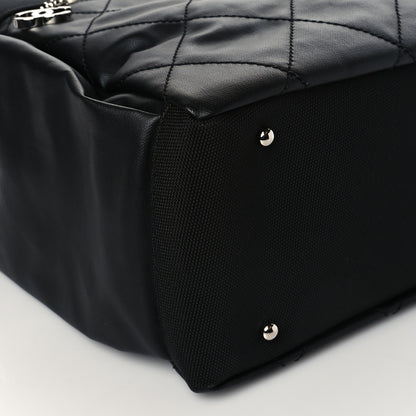 Chanel Coated Canvas Quilted Large Paris Biarritz Tote Black 10 of 11