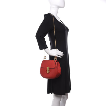 Chloe Grained Lambskin Drew Shoulder Bag Plaid Red 2 of 8